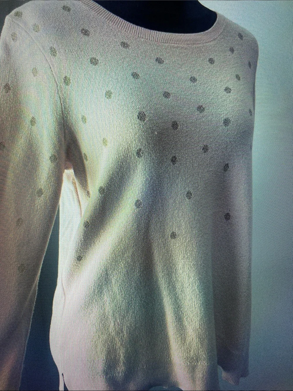 LOFT Cream Sweater with Gold Polka Dots